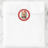 Stickers ronds Yorkshire de Noël Terrier (Sac)