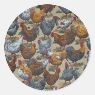 Stickers Roosters & Poules de ferme de campagne