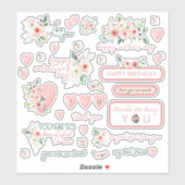 Stickers Rose Aquarelle (Feuille)