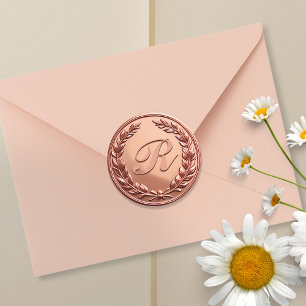 Stickers Rose de monogramme de cire en or Faux