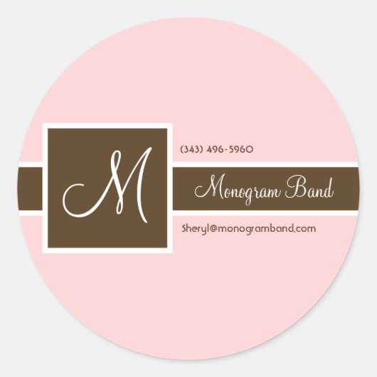 Stickers rose et Brown de bande de monogramme (Devant)