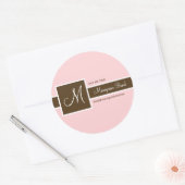 Stickers rose et Brown de bande de monogramme (Enveloppe)