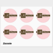 Stickers rose et Brown de bande de monogramme (Feuille)