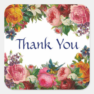 Stickers Rose Merci Floral Bourgogne