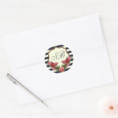 Stickers rose Navy Stripes et Monogrammes (Enveloppe)