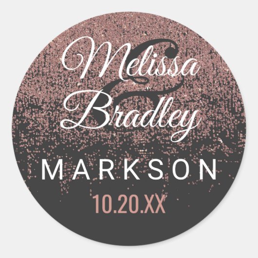 Stickers rose Parties scintillant or noir Mariage (Devant)