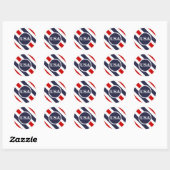 Stickers rouge blanc bleu rond USA (Feuille)