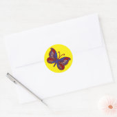 Stickers Rouge Bleu Bleu Papillon-Jaune Rond (Enveloppe)