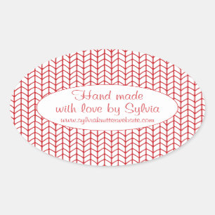 Stickers ROUGE LINE KNIT Oval "Fabriqué à la main"