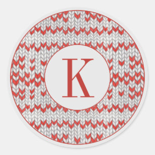 Stickers ROUGE NORDIQUE GRAND Rond + Initiale