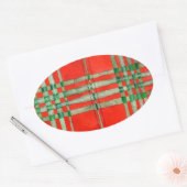 Stickers ROUGE SCOTT TARTAN Oval (Enveloppe)