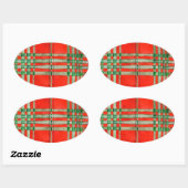 Stickers ROUGE SCOTT TARTAN Oval (Feuille)