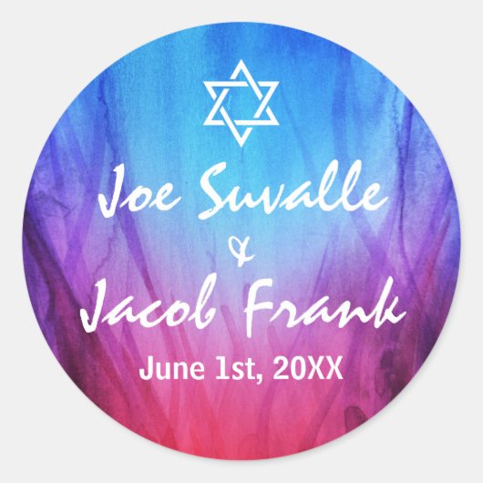 Stickers Round Bar Mitzvah | Rouge bleu | Glace in (Devant)