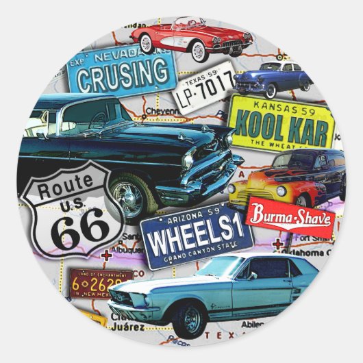 Stickers - Route 66_Classic Cars (Voorkant)