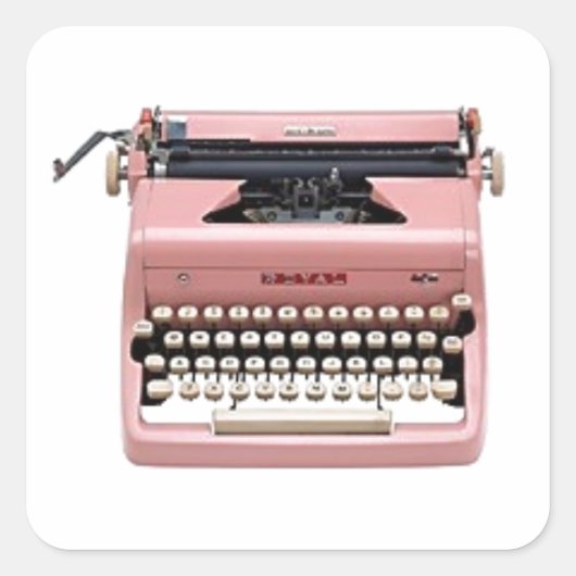 Stickers -  Roze Typewriter (wit) (Voorkant)