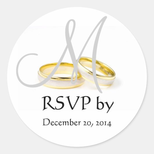 Stickers RSVP Monogramme à anneaux mariages Gris (Devant)