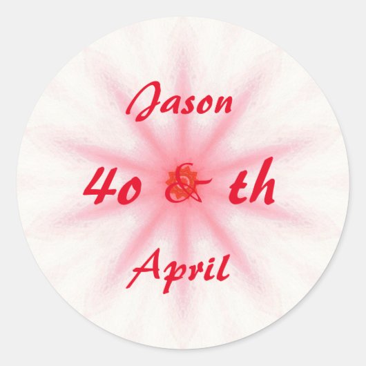 Stickers Ruby Red 40th Mariage Anniversaire (Devant)