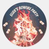 Stickers Rustic Bonfire et Marshmallows Party (Devant)