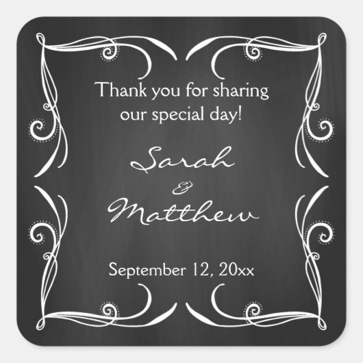 Stickers Rustic Chalkboard Wedding Favor (Devant)