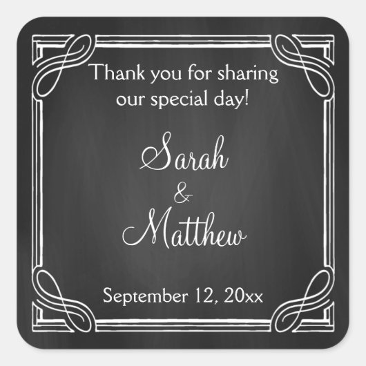 Stickers Rustic Chalkboard Wedding Favor (Devant)
