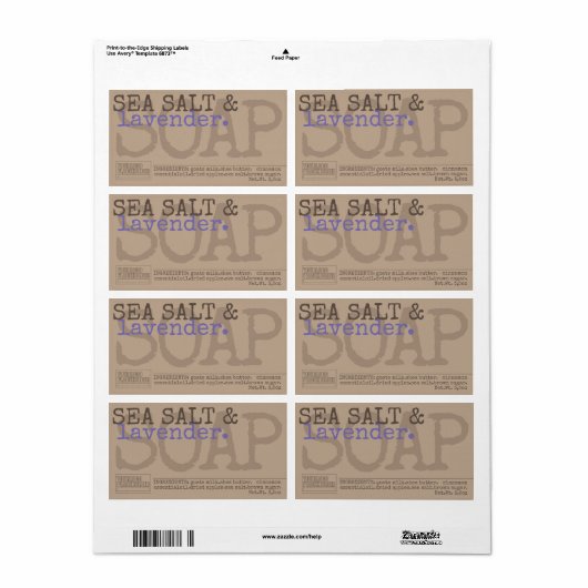 Stickers rustiques artisanaux Lavender Soap Vintag (Feuille entière)