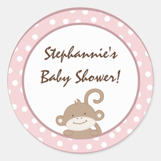 Stickers Safari Pink Jungle Monkey 20 - 1,5" Favor (Devant)