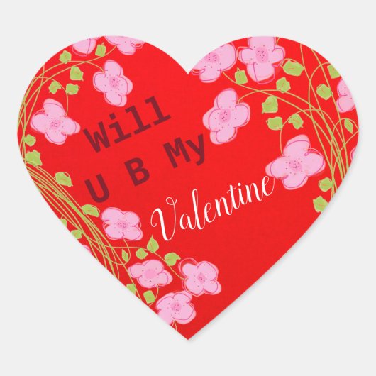 Stickers Saint Valentin Coeur Rouge amusant (Devant)