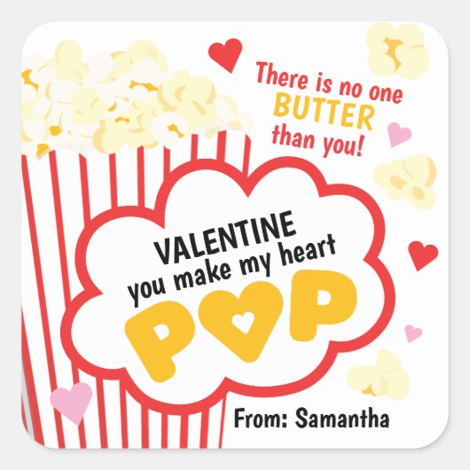 Stickers Saint Valentin Popcorn pour enfants (Devant)