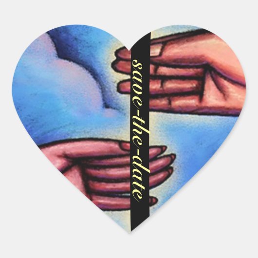 STICKERS Sauvez les mains à la date dans les coeur (Devant)