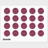 Stickers Sceau de cire moderne Bourgogne et or (Feuille)