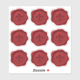 Stickers Sceau De Cire Rouge Fleur De Lis
