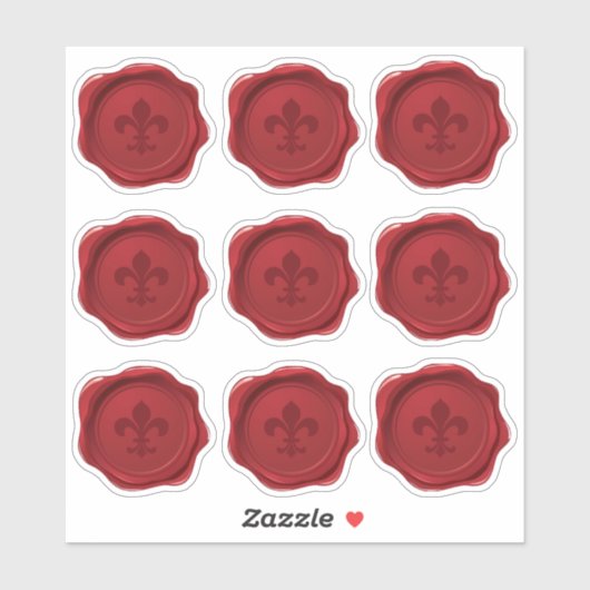 Stickers Sceau De Cire Rouge Fleur De Lis (Feuille)
