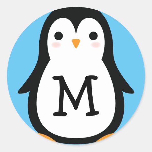 Stickers Sceau de monographie de pingouin mignonne (Devant)