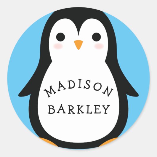 Stickers Sceau de nom de Penguin mignonne pour enf (Devant)