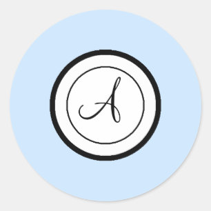 Stickers Sceau d'enveloppe bleu ciel Monogramme A
