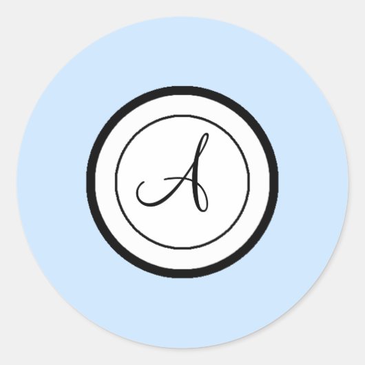 Stickers Sceau d'enveloppe bleu ciel Monogramme A (Devant)