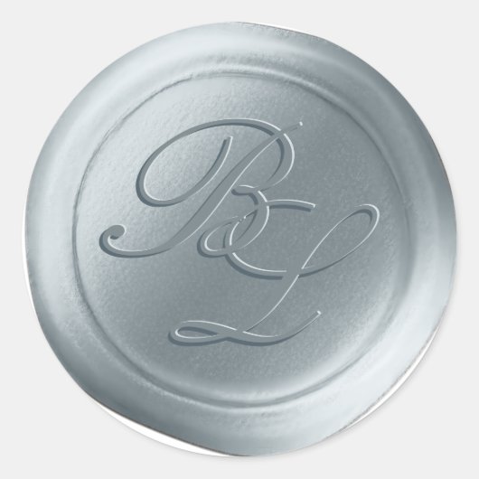 Stickers Sceau Dusty Blue Double Monogramme Faux W (Devant)