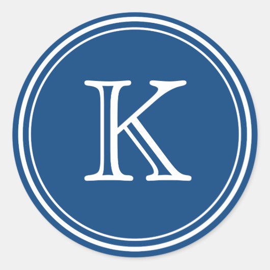 Stickers Sceau rond Monogramme bleu et blanc (Devant)