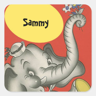 STICKERS  Schattige Olifant Square Naam Tagging