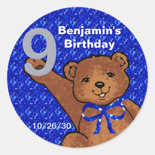 Stickers Scrapbook 9 Anniversaire Dancing Teddy Be (Devant)