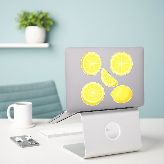 Stickers Set Icon Lemon (Ordinateur portable sur le bureau)