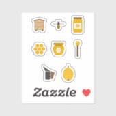Stickers Set Miel, Abeille et Abeille (Feuille)