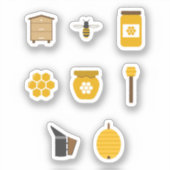 Stickers Set Miel, Abeille et Abeille (Recto)