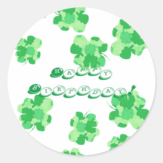 Stickers Shamrock d'anniversaire vert et heureux (Devant)