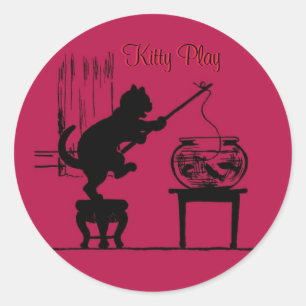 Stickers Silhouette Chat Rouge Kitty Play
