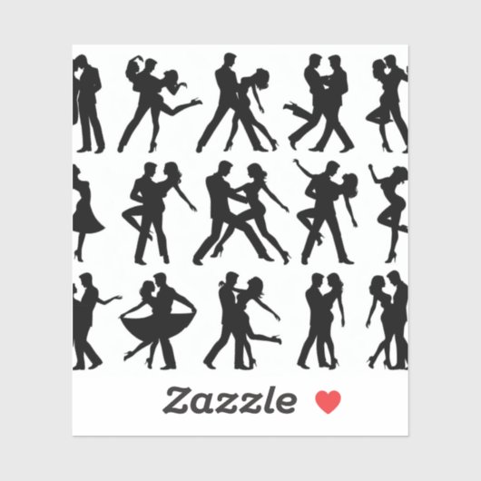 stickers Silhouette du couple dansant ou en ro (Feuille)
