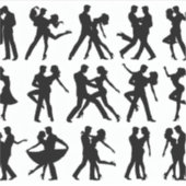 stickers Silhouette du couple dansant ou en ro (Devant)