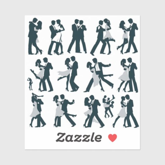 stickers Silhouette du couple dansant ou en ro (Feuille)