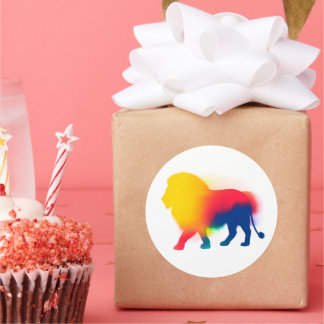 Stickers Silhouette Lion Peinture Spray Coloré