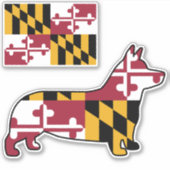 Stickers Silhouette Maryland Flag et Corgi (Devant)